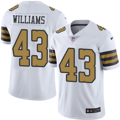 Nike Saints #43 Marcus Williams White Men Stitched NFL Limited Rush Jersey