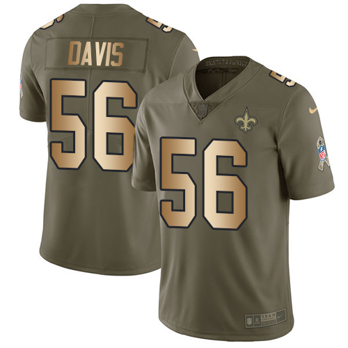 Nike Saints #56 DeMario Davis Olive/Gold Men Stitched NFL Limited 2017 Salute To Service Jersey