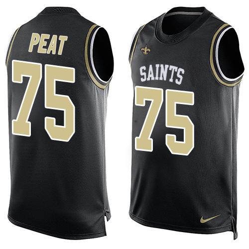 Nike Saints #75 Andrus Peat Black Team Color Men Stitched NFL Limited Tank Top Jersey