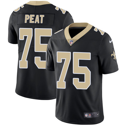 Nike Saints #75 Andrus Peat Black Team Color Men Stitched NFL Vapor Untouchable Limited Jersey