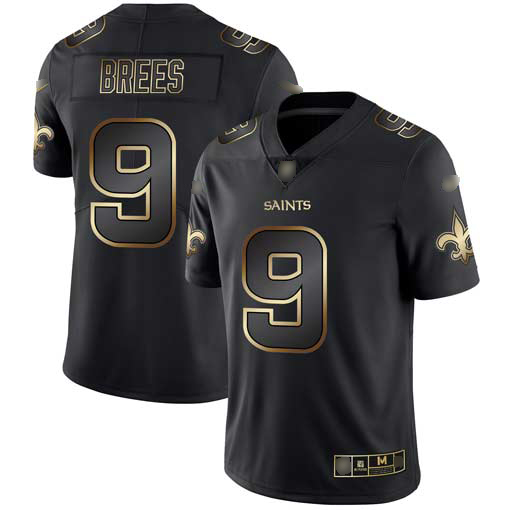Nike Saints #9 Drew Brees Black/Gold Men Stitched NFL Vapor Untouchable Limited Jersey