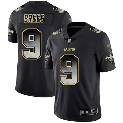 Nike Saints #9 Drew Brees Black Men Stitched NFL Vapor Untouchable Limited Smoke Fashion Jersey
