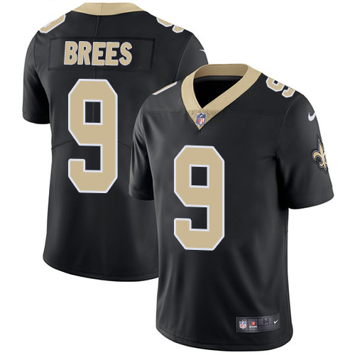 Nike Saints #9 Drew Brees Black Team Color Men Stitched NFL Vapor Untouchable Limited Jersey