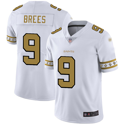 Nike Saints #9 Drew Brees White Men Stitched NFL Limited Team Logo Fashion Jersey