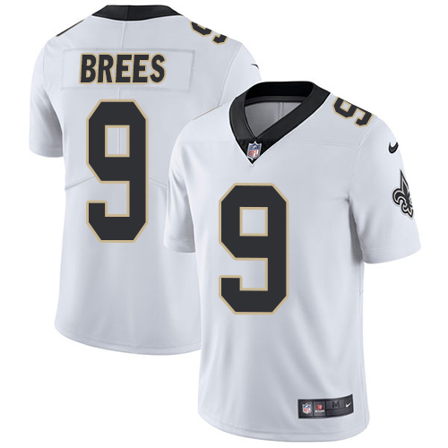 Nike Saints #9 Drew Brees White Men Stitched NFL Vapor Untouchable Limited Jersey