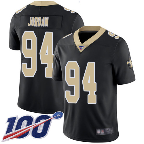 Nike Saints #94 Cameron Jordan Black Team Color Men Stitched NFL 100th Season Vapor Limited Jersey