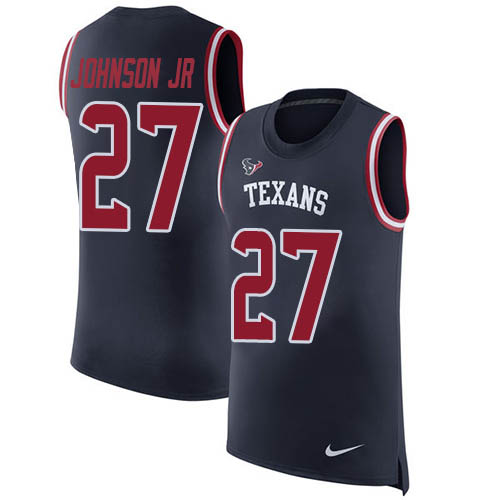 Nike Texans #27 Duke Johnson Jr Navy Blue Team Color Men Stitched NFL Limited Rush Tank Top Jersey