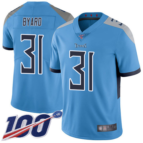 Nike Titans #31 Kevin Byard Light Blue Alternate Men Stitched NFL 100th Season Vapor Limited Jersey