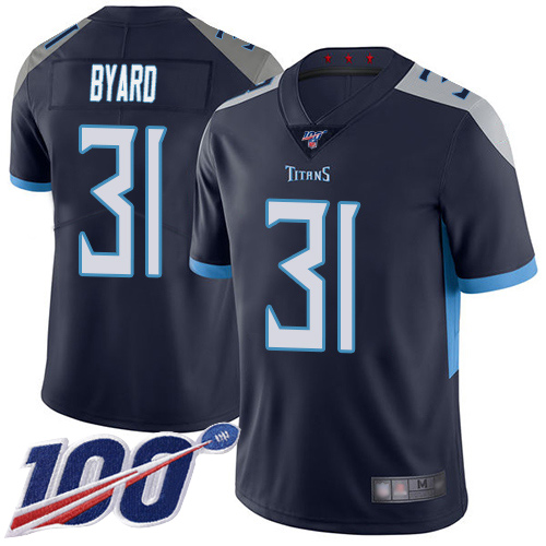 Nike Titans #31 Kevin Byard Navy Blue Team Color Men Stitched NFL 100th Season Vapor Limited Jersey