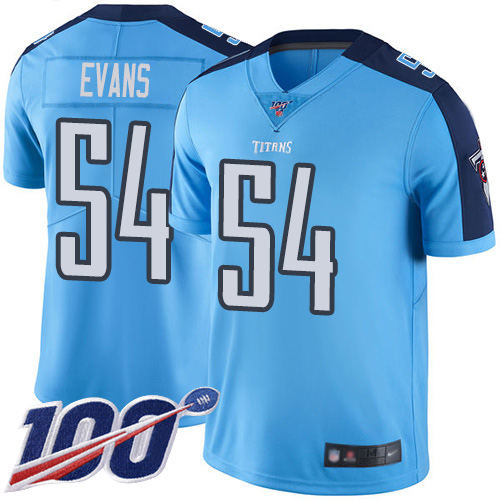 Nike Titans #54 Rashaan Evans Light Blue Men Stitched NFL Limited Rush 100th Season Jersey