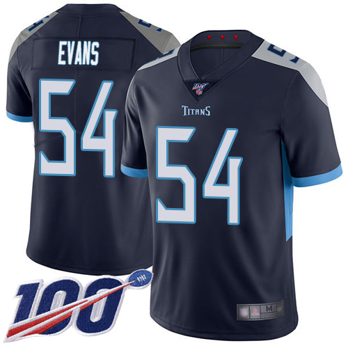 Nike Titans #54 Rashaan Evans Navy Blue Team Color Men Stitched NFL 100th Season Vapor Limited Jersey