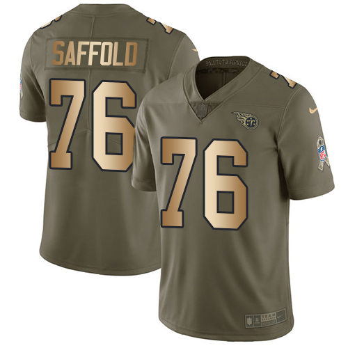 Nike Titans #76 Rodger Saffold Olive/Gold Men Stitched NFL Limited 2017 Salute To Service Jersey