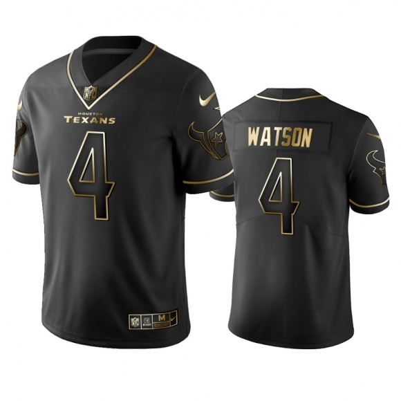 Texans #4 Deshaun Watson Men Stitched NFL Vapor Untouchable Limited Black Golden Jersey