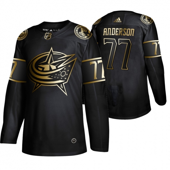 Adidas Blue Jackets #77 Josh Anderson Men 2019 Black Golden Edition Authentic Stitched NHL Jersey
