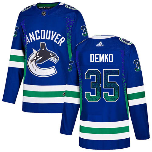 Adidas Canucks #35 Thatcher Demko Blue Home Authentic Drift Fashion Stitched NHL Jersey