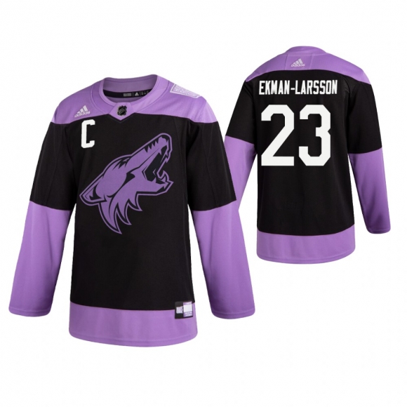 Adidas Coyotes #23 Oliver Ekman-Larsson Men Black Hockey Fights Cancer Practice NHL Jersey