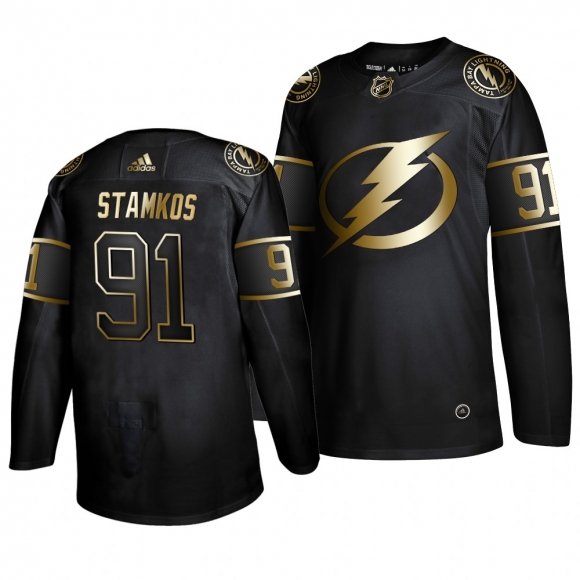 Adidas Lightning #91 Steven Stamkos Men 2019 Black Golden Edition Authentic Stitched NHL Jersey