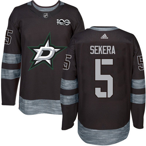 Adidas Stars #5 Andrej Sekera Black 1917-2017 100th Anniversary Stitched NHL Jersey