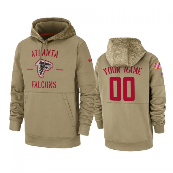 Atlanta Falcons Customized Tan 2019 Salute To Service Sideline Therma Pullover Hoodie (Check Description If You Want Women Size)