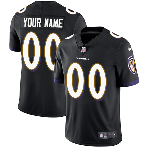 Baltimore Ravens Customized Black Team Color Vapor Untouchable Limited Stitched NFL Jersey (Check Description If You Want Women Size)