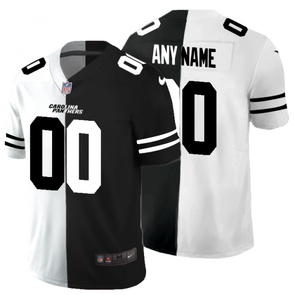 Carolina Panthers Custom Black White Split Limited Stitched Jersey (Check Description If You Want Women Size)
