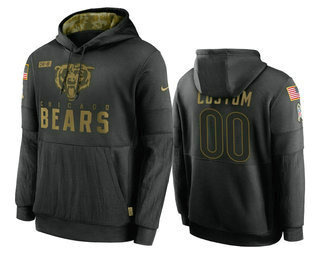 Chicago Bears ACTIVE PLAYER Custom 2020 Black Salute To Service Sideline Performance PulloverNFL Hoodie
