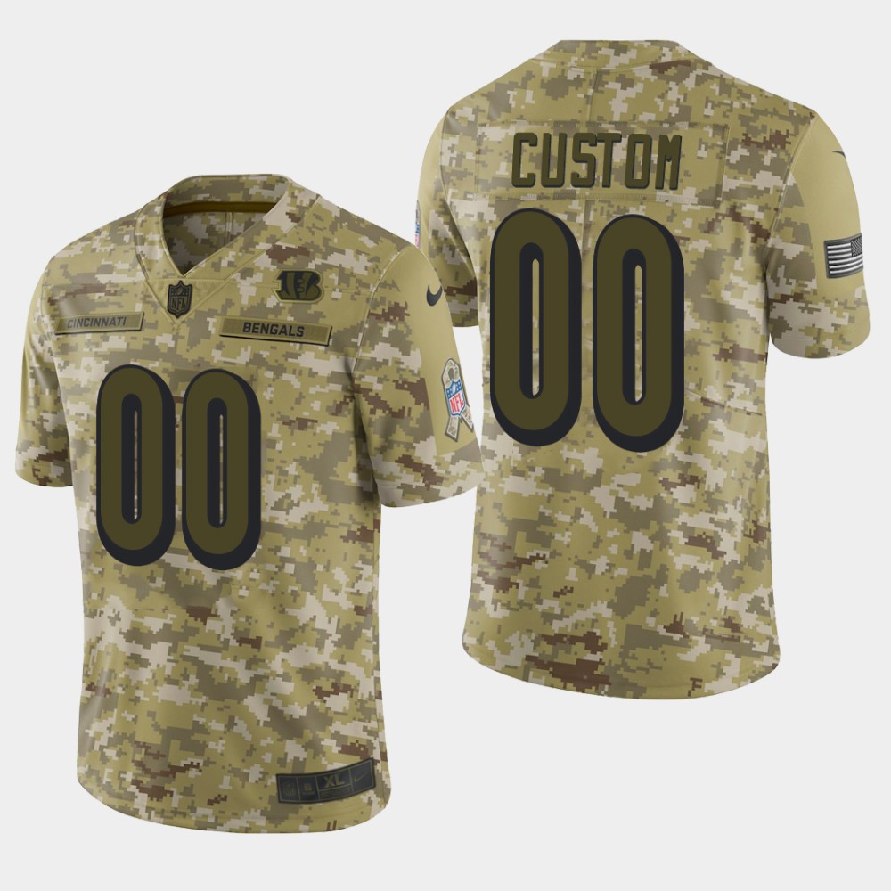 Cincinnati Bengals Customized Camo Salute To Service NFL Stitched Limited Jersey (Check Description If You Want Women Size)