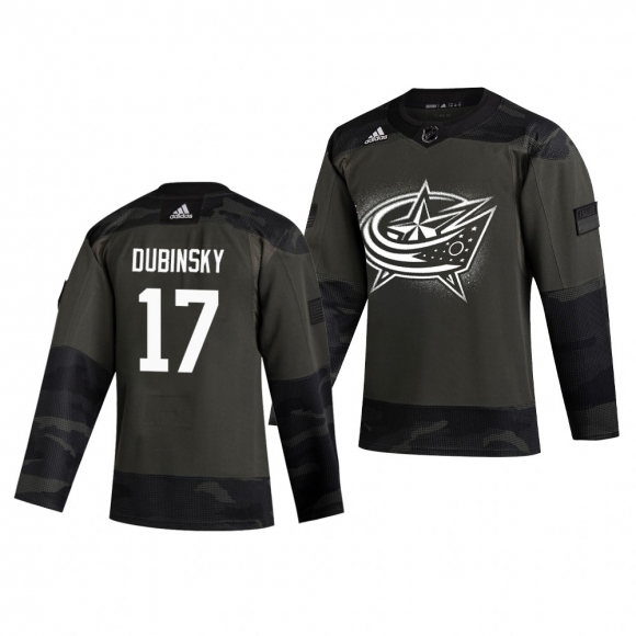 Columbus Blue Jackets #17 Brandon Dubinsky Adidas 2019 Veterans Day Men Authentic Practice NHL Jersey Camo