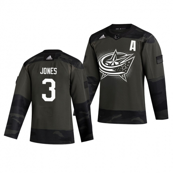 Columbus Blue Jackets #3 Seth Jones Adidas 2019 Veterans Day Men Authentic Practice NHL Jersey Camo