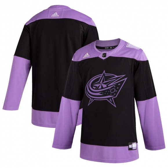 Columbus Blue Jackets Adidas Hockey Fights Cancer Practice Jersey Black
