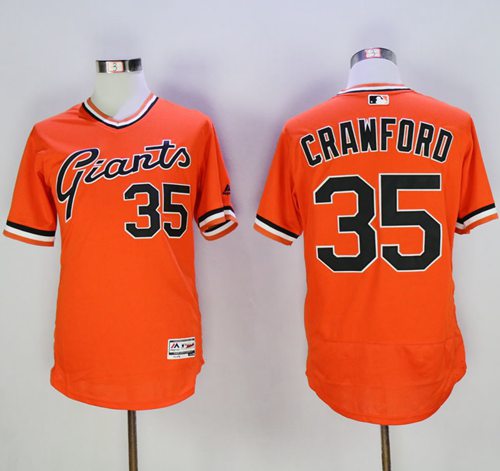 Giants #35 Brandon Crawford Orange Flexbase Authentic Collection Cooperstown Stitched MLB Jersey