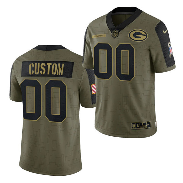 Green Bay Packers ACTIVE PLAYER 2021 Olive Salute To Service Limited Stitched Jersey