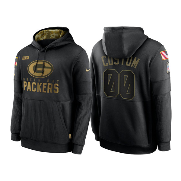 Green Bay Packers ACTIVE PLAYER Custom 2020 Black Salute To Service Sideline Performance Pullover NFL Hoodie