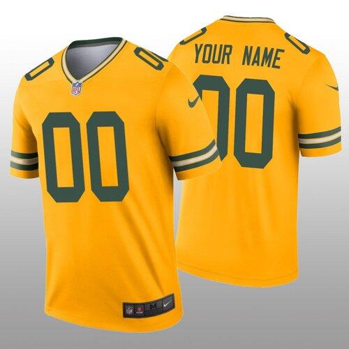 Green Bay Packers Customized 2019 Gold Inverted Legend Stitched NFL Jersey (Check Description If You Want Women Size)