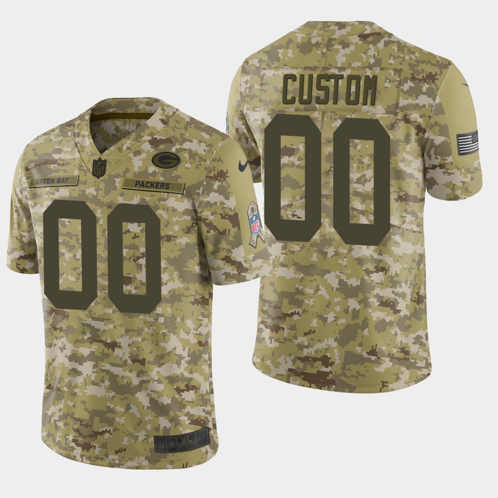 Green Bay Packers Customized Camo Salute To Service NFL Stitched Limited Jersey (Check Description If You Want Women Size)