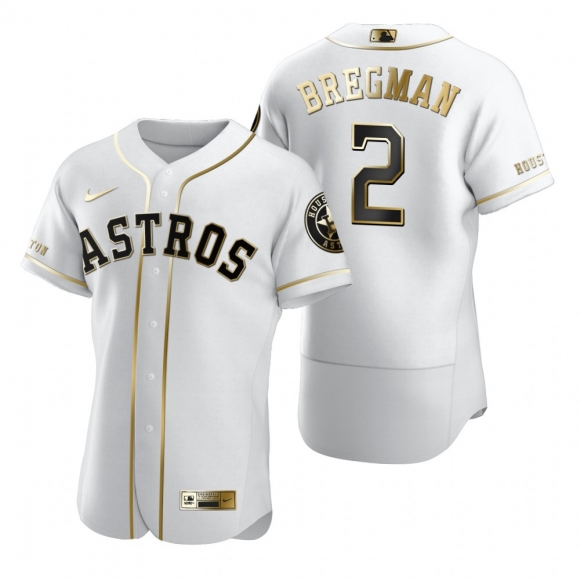 Houston Astros #2 Alex Bregman White Nike Men Authentic Golden Edition MLB Jersey