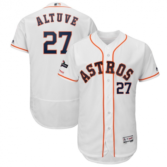 Houston Astros #27 Jose Altuve Majestic 2019 Postseason Authentic Flex Base Player Jersey White