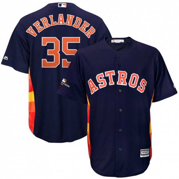 Houston Astros #35 Justin Verlander Majestic 2019 Postseason Official Cool Base Player Jersey Navy