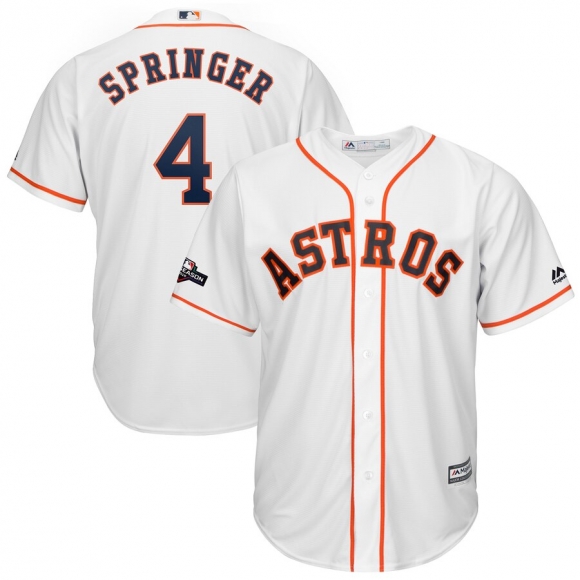 Houston Astros #4 George Springer Majestic 2019 Postseason Official Cool Base Player Jersey White