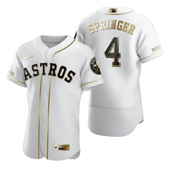 Houston Astros #4 George Springer White Nike Men Authentic Golden Edition MLB Jersey