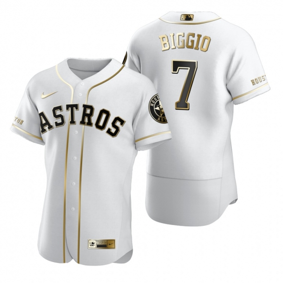 Houston Astros #7 Craig Biggio White Nike Men Authentic Golden Edition MLB Jersey