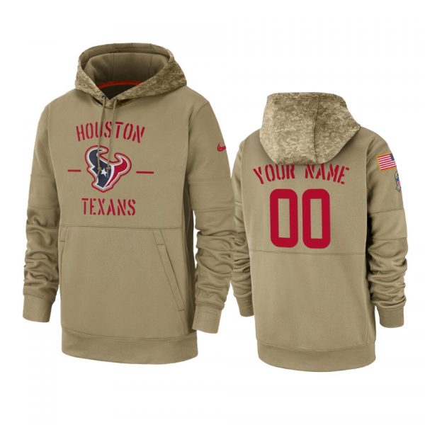 Houston Texans Customized Tan 2019 Salute To Service Sideline Therma Pullover Hoodie (Check Description If You Want Women Size)