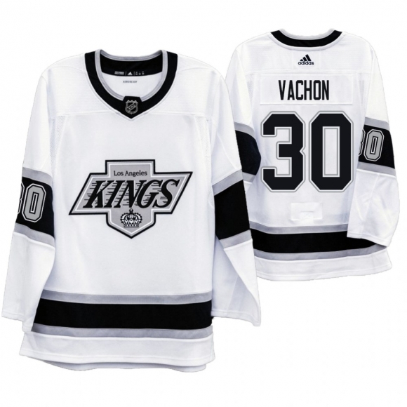 Los Angeles Kings #30 Rogie Vachon Men Adidas 2019-20 Heritage White Throwback 90s NHL Jersey