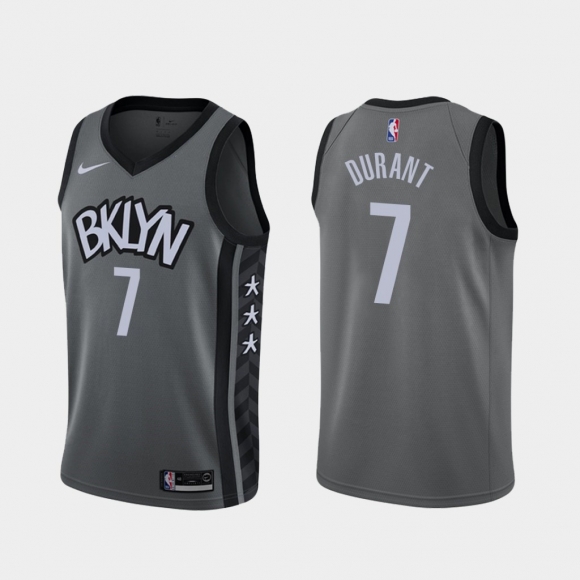 Men Brooklyn Nets #7 Kevin Durant Grey NBA 2019 Stitched Jersey