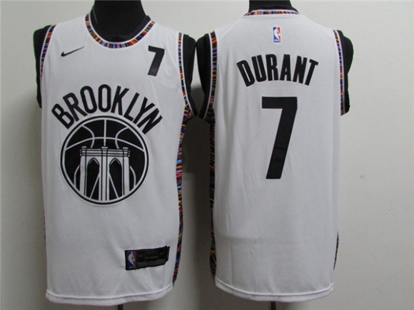 Men Brooklyn Nets #7 Kevin Durant White New City Edition Stitched Jersey