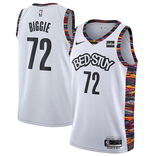 Men Brooklyn Nets #72 Biggie White NBA 2019 City Edition Stitched Jersey