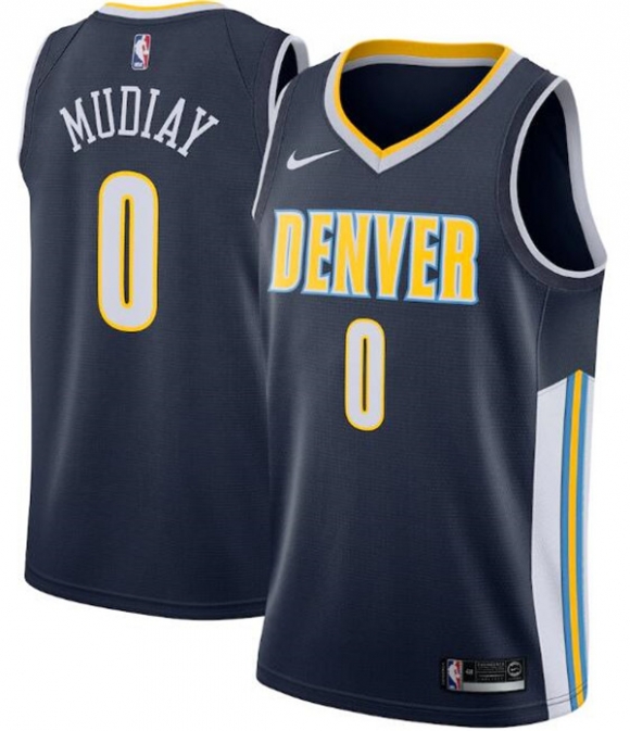 Men Denver Nuggets #0 Emmanuel Mudiay Navy NBA Icon Edition Stitched Jersey