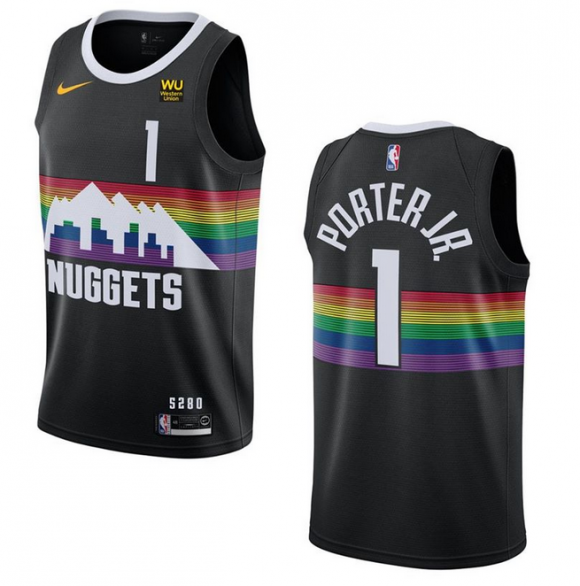 Men Denver Nuggets #1 Michael Porter Jr. Black Stitched Jersey