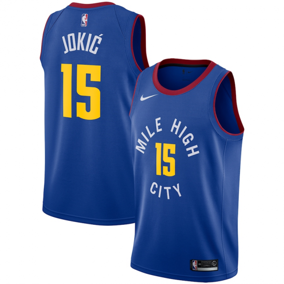 Men Denver Nuggets #15 Nikola Jokic Blue Icon Edition Stitched Jersey