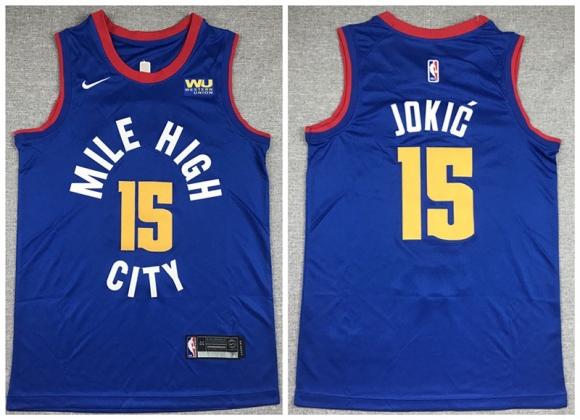 Men Denver Nuggets #15 Nikola Jokic Blue Stitched Jersey